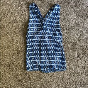 Blue and Black Patterned Sleeveless Top